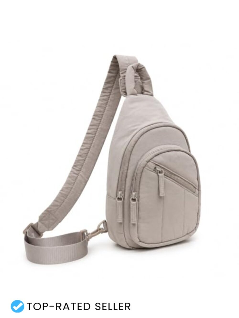 Quilted Nylon Crossbody Sling Bag RFID Water Bottle Pocket